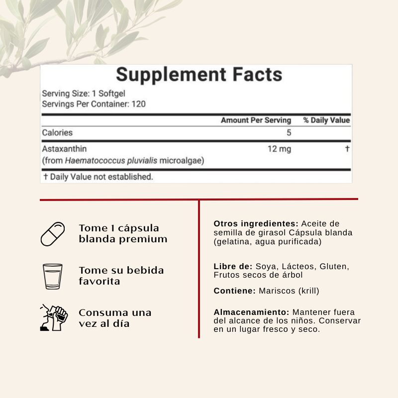Astaxantina Premium – Antioxidante Natural para una Piel Radiante y Vista Saludable